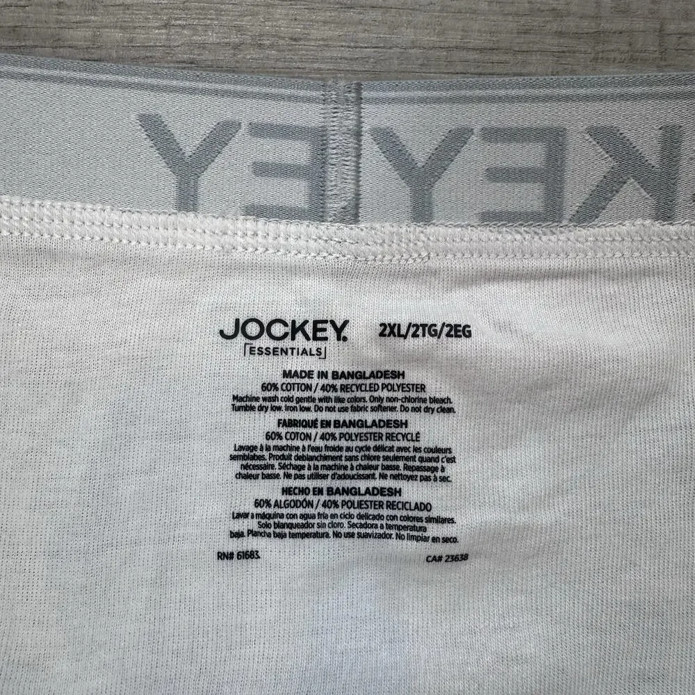 Men's 2XL Jockey Essentials Underwear 3-pack Cotton Blend Briefs Gray White NWOT